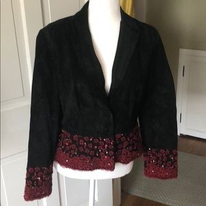 Vintage Betsy Johnson suede jacket size L.